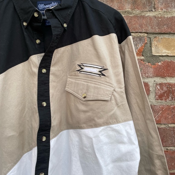 Wrangler Western Shirt Colorblocked Size XL Cotton Button Up - Picture 2 of 4